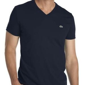 Lacoste Navy Blue Jersey V Neck T Shirt